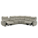 Jayke - Power Motion Sectional Sofa - Light Gray Top Grain Leather Match