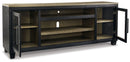 Foyland - XL TV Stand w/Fireplace Option - Black / Brown