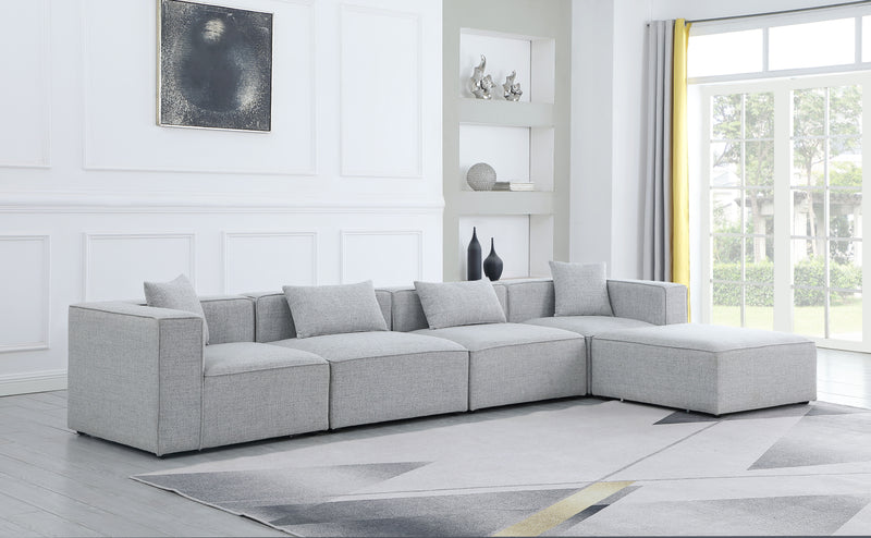 Cube - Modular Sectional 5 Piece - Gray - Fabric