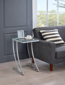 Cayden - Rectangular Glass Top Sofa Side Table - Chrome