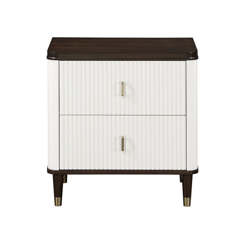 Carena - Nightstand With USB - White & Brown