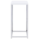 Edmund - Square Accent Side Table - White High Gloss And Chrome