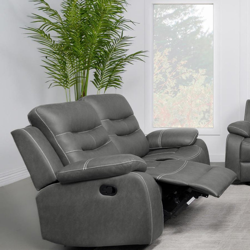 Nova - Upholstered Padded Arm Reclining Loveseat - Dark Gray