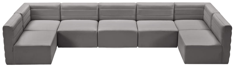 Quincy - Modular Sectional 7 Piece - Grey - Fabric