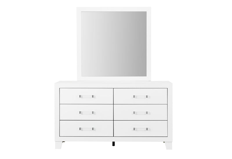 Luccia - 4 Piece Queen Bedroom Set (Queen Bed With LED, Dresser, Mirror, Nightstand) - White