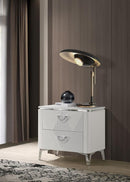Cassia - 2-Drawer Nightstand Bedside Table - White High Gloss