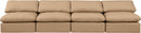Indulge - Faux Leather 4 Piece Modular Armless Sofa - Tan