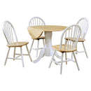 Allison - 5 Piece Round Drop Leaf Dining Table Set - White