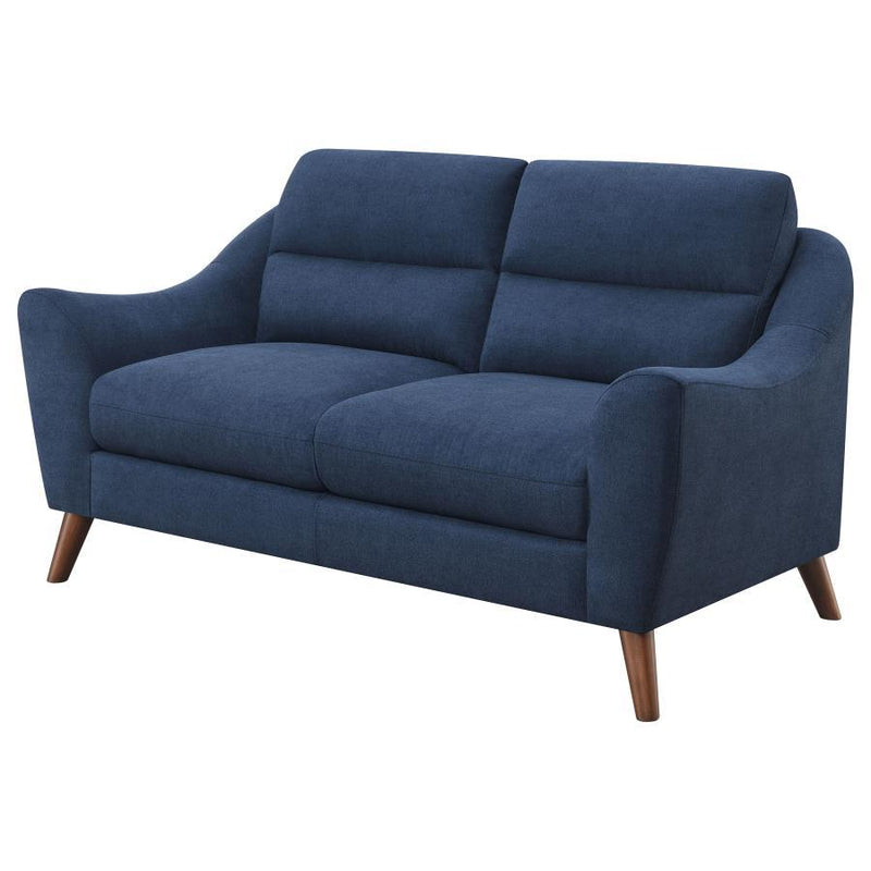 Gano - Upholstered Sloped Arm Loveseat - Navy Blue