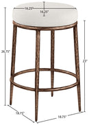 Ferro - Linen Textured Performance Fabric Upholstered Backless Counter Stool - Cream / Brushed Bronze