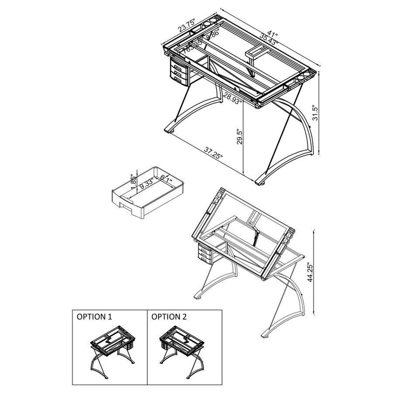 Melo - 3-Drawer Drafting Desk - Champagne