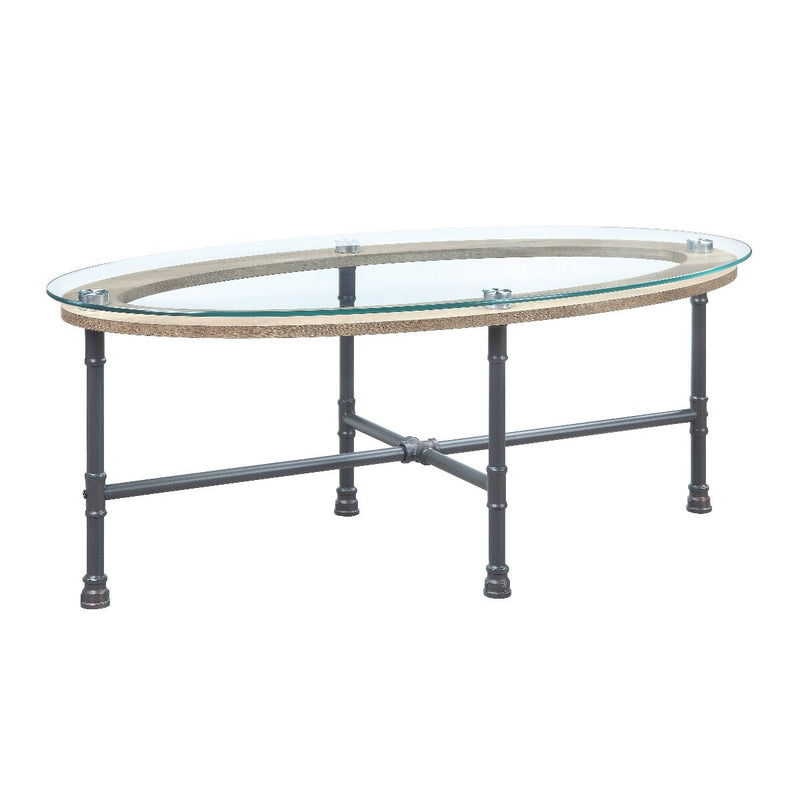 Brantley - Coffee Table - Clear Glass & Sandy Gray Finish