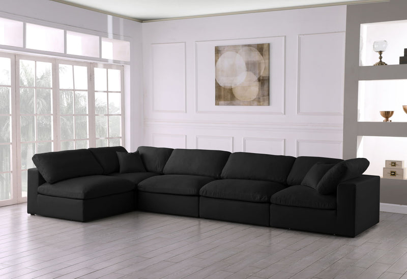 Plush - Velvet Standart Comfort Modular Sectional 5 Piece - Black