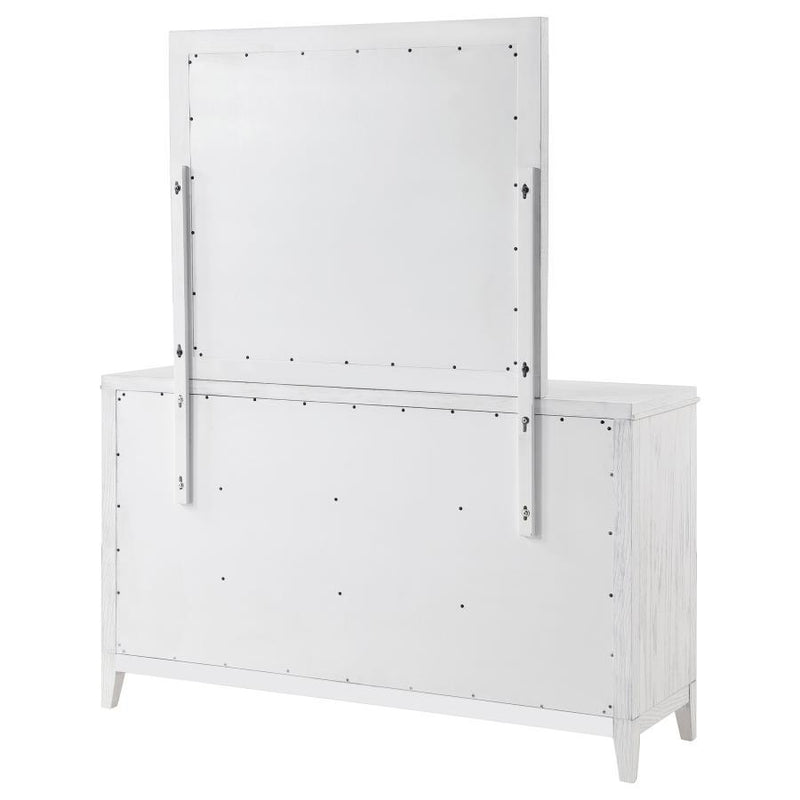 Marielle - 6 Drawers Dresser With Mirror - Distressed White