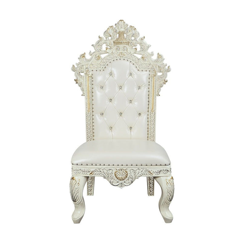 Adara - Side Chair (Set of 2) - Pearl White Synthetic Leather & Antique White