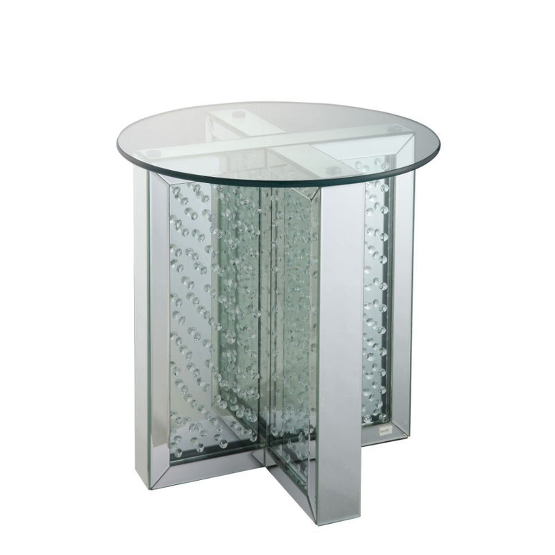 Nysa - End Table - Mirrored & Faux Crystals - 23"