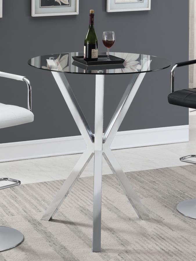 Denali - Round Glass Top Bistro Bar Table - Chrome