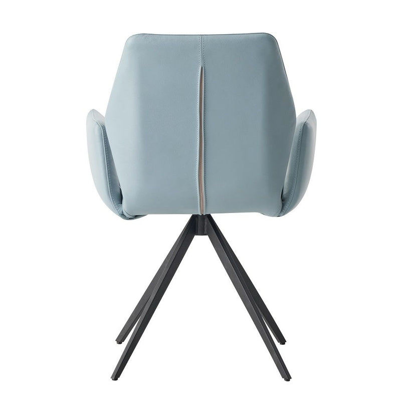 Segismunda - Arm Chair With Swivel - Light Blue Leather & Black