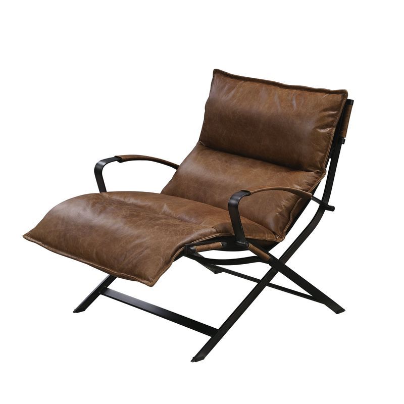 Zulgaz - Accent Chair - Cocoa Top Grain Leather & Matt Iron Finish