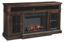 Roddinton - XL TV Stand w/Fireplace Option - Dark Brown