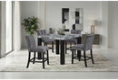 D5473 - 7 Piece Dining Room Set (Bar Table And 6 Bar Stools) - Black / Gray