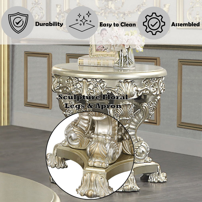 Sorina - End Table - Antique Gold Finish - 28"