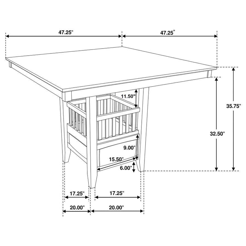 Jaden - Square Counter Height Table With Storage - Espresso