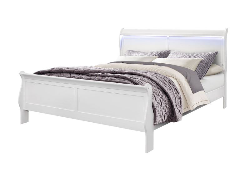 Charlie - King Bed With LED - White