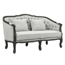 Samael - Loveseat With 2 Pillows - Gray Linen & Dark Brown