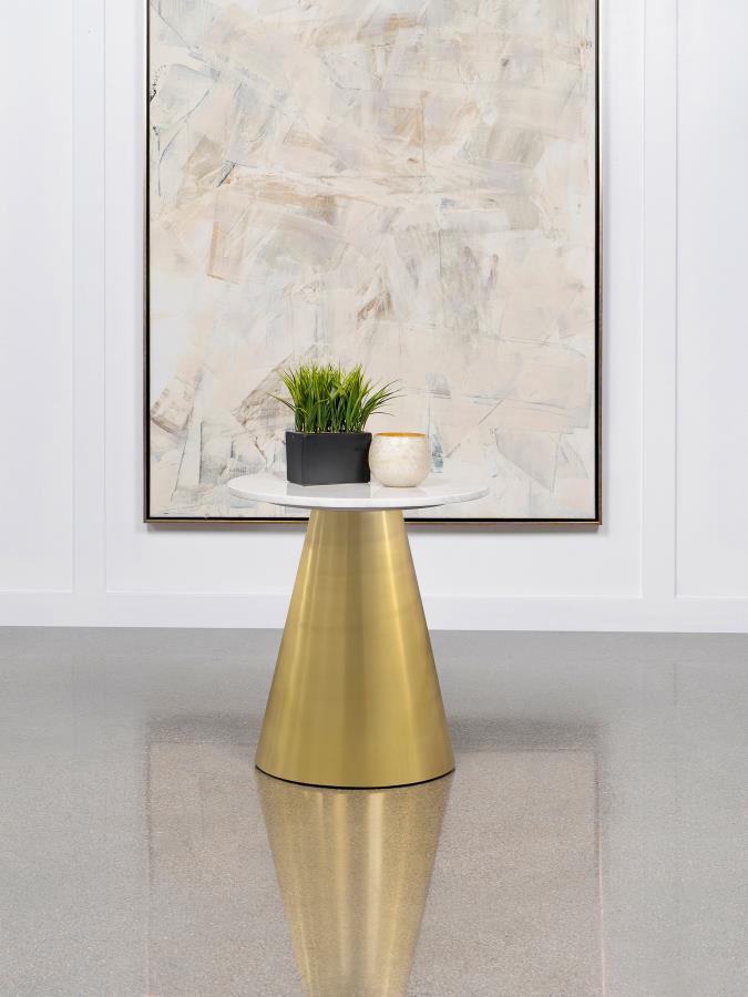 Avon - Round Marble Top Stainless Steel Table