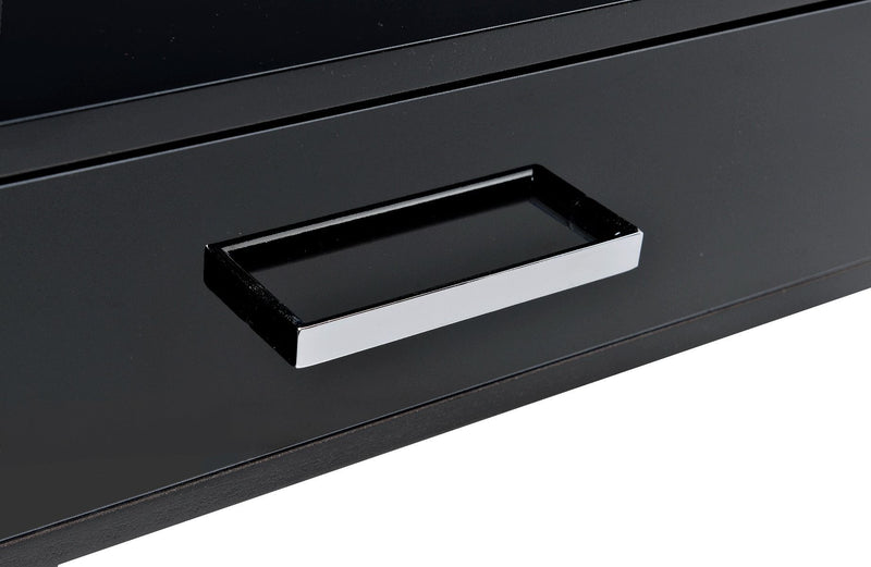 Coleen - Writing Desk With USB - Black High Gloss & Chrome