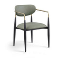 Ronda - Vegan Leather Upholstered Dining Arm Chair - Black Legs