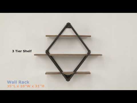 Brantley - 31" Wall Rack With 3 Shelves - Oak & Sandy Black