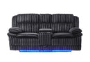 U8686 - Power Reclining Sofa With LED & Power Console Reclining Loveseat With LED & Power Recliner - Black
