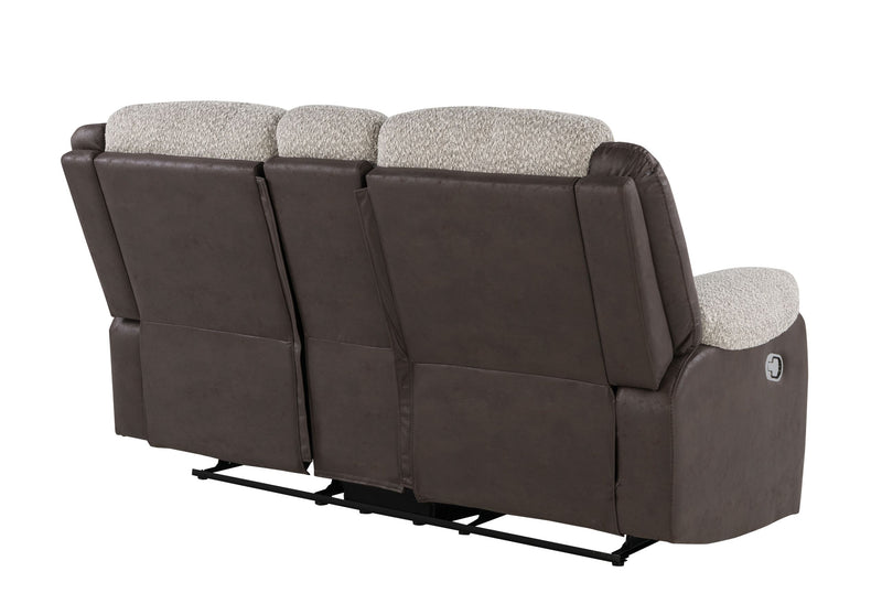 U4377 - Console Reclining Loveseat - Gray / Brown