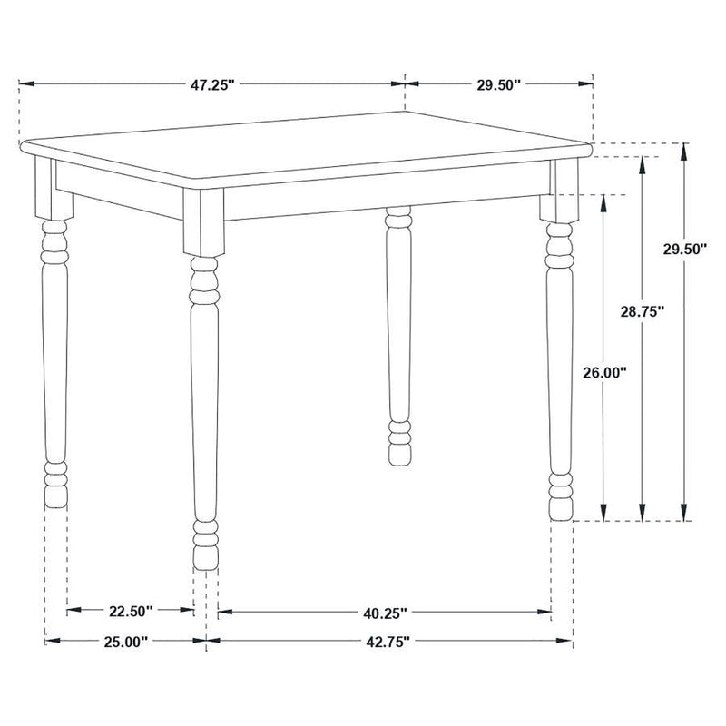 Taffee - 5 Piece Rectangular Dining Table - Natural Brown And White