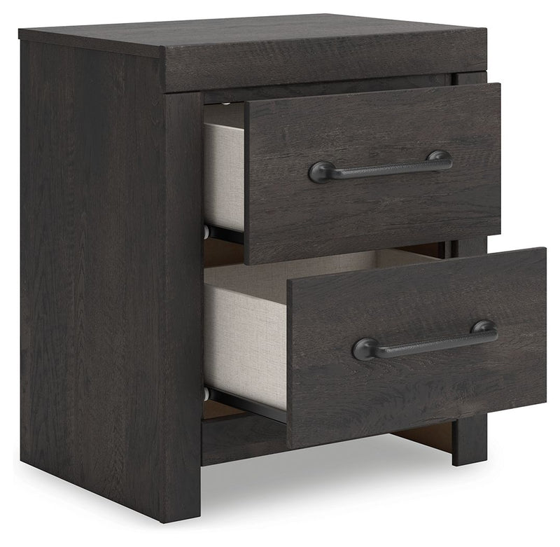 Hollivern - Dark Gray - Two Drawer Night Stand