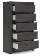 Fraluna - Five Drawer Chest - Charcoal