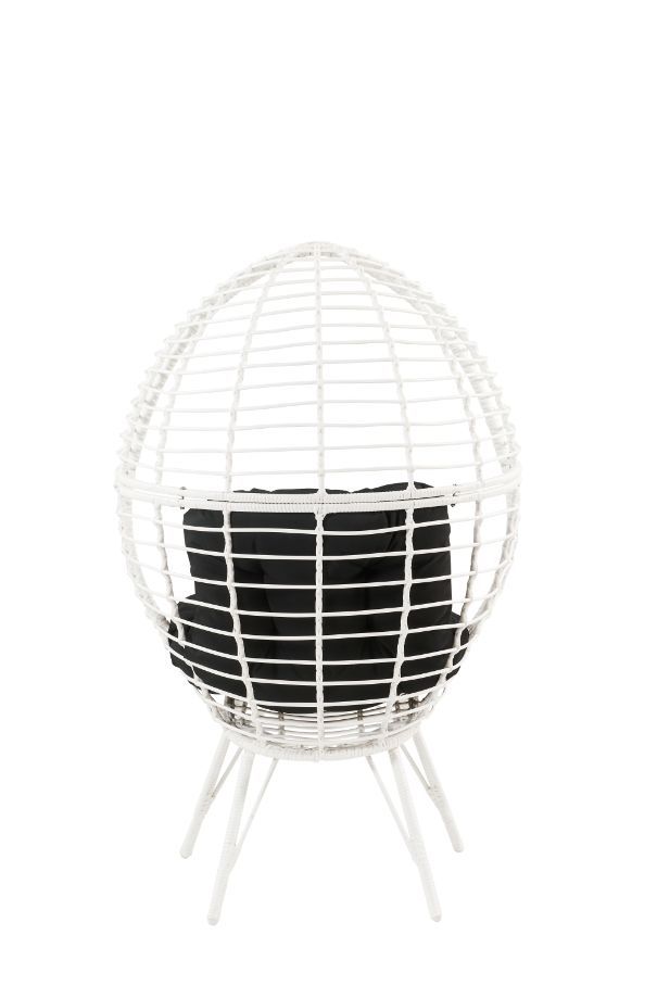 Galzed - Patio Lounge Chair - Black Fabric & White Wicker