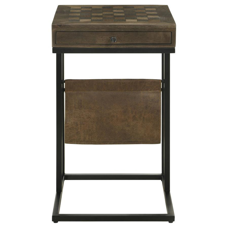 Chessie - 1-Drawer Side Table With Leatherette Sling - Tobacco