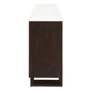 Edwyn - Server With Fireplace - Natural Marble Top & Espresso