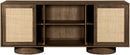 Windsor - Solid Wood And Brown Cane Sideboard / Buffet With Cylindrical Legs - Brown
