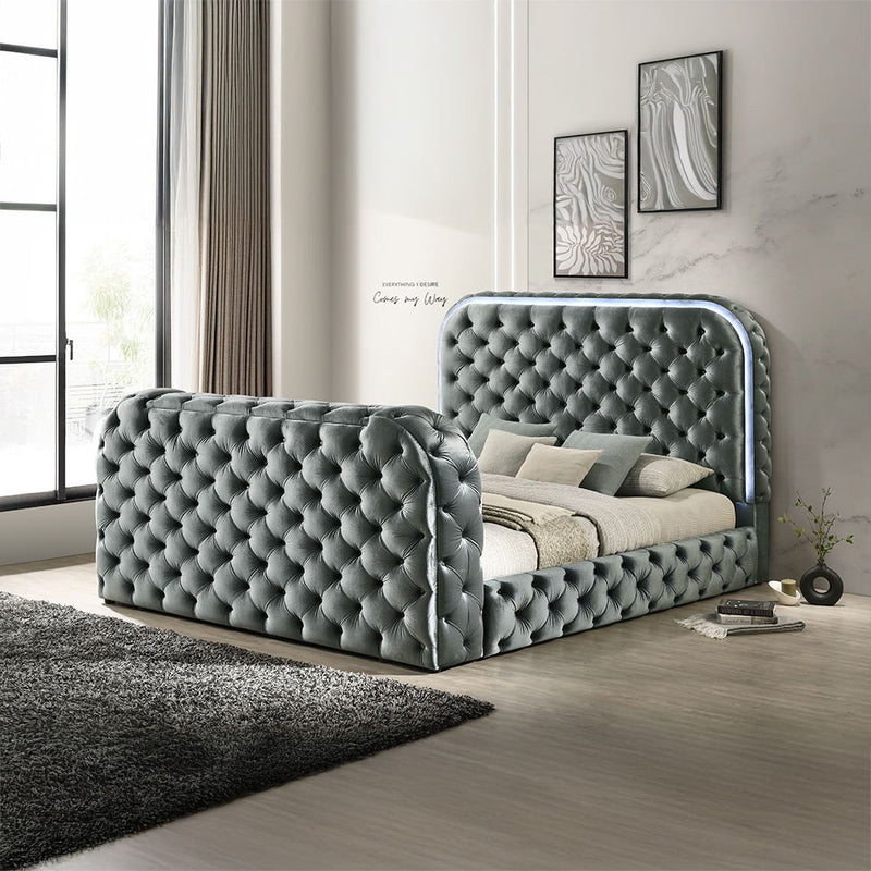 Kana - Bed With LED, Fireplace & TV Stand