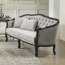 Samael - Loveseat With 2 Pillows - Gray Linen & Dark Brown