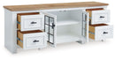 Ashbryn - Extra Large TV Stand - White / Natural