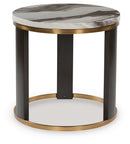 Jazmore - Round End Table - Brown / Brass Finish