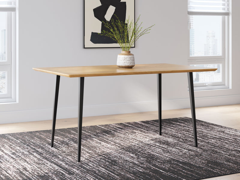 Gretlynn - Black / Natural - Rectangular Dining Room Table