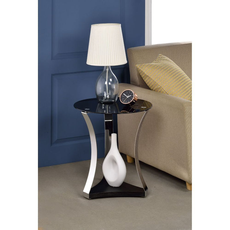 Geiger - End Table - Chrome & Black Glass