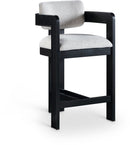 Sacha - Linen Stool With Black Base