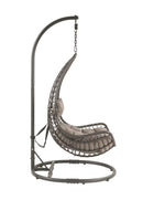 Uzae - Hanging Chair - Gray Fabric & Charcoal Wicker